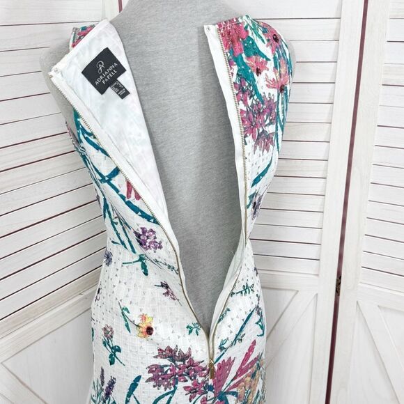 Adrianna Papell Floral Eyelet Sleeveless Sheath Pencil Dress White Multi 2 - Picture 9 of 15